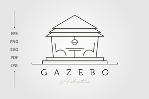 gazebo vector line art logo, a Branding & Logo Template by lawoel
