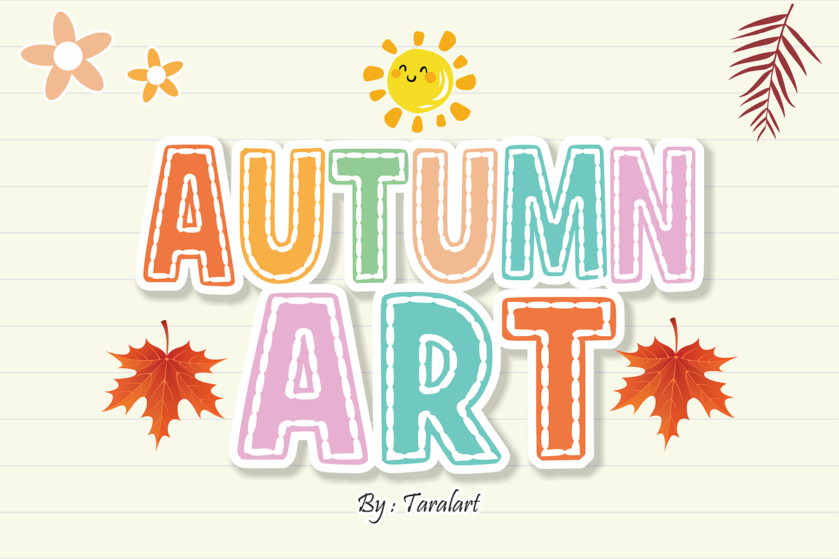 AUTUMN ART - Stitched Display Font, a Sans Serif Font by KiddoGlyphs Studio (Photo 1 of 3)