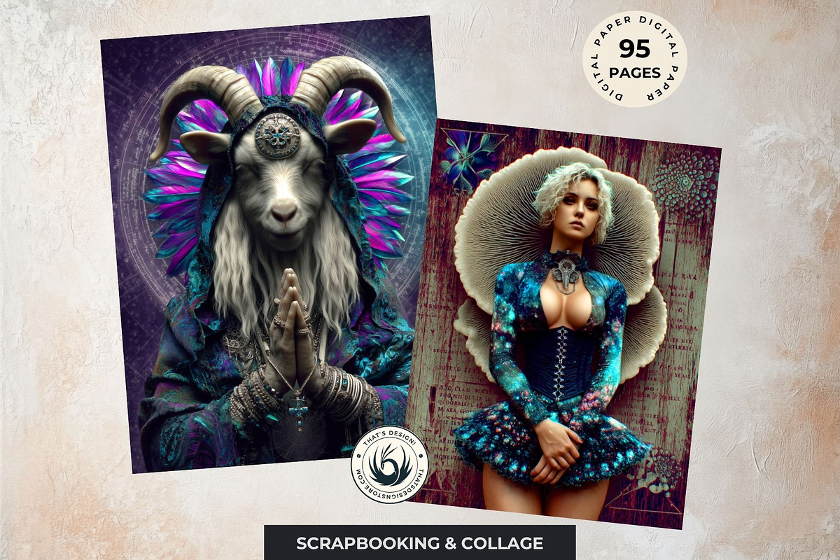 Surreal Portraits Digital Paper Set, a Decorative Illustration by ThatsDesignArt (Photo 14 of 15)