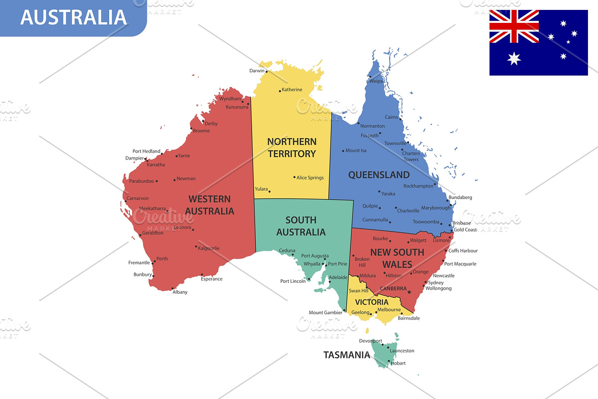 Detailed map of Australia, an Illustration by Vector Shop (Photo 2 of 5)