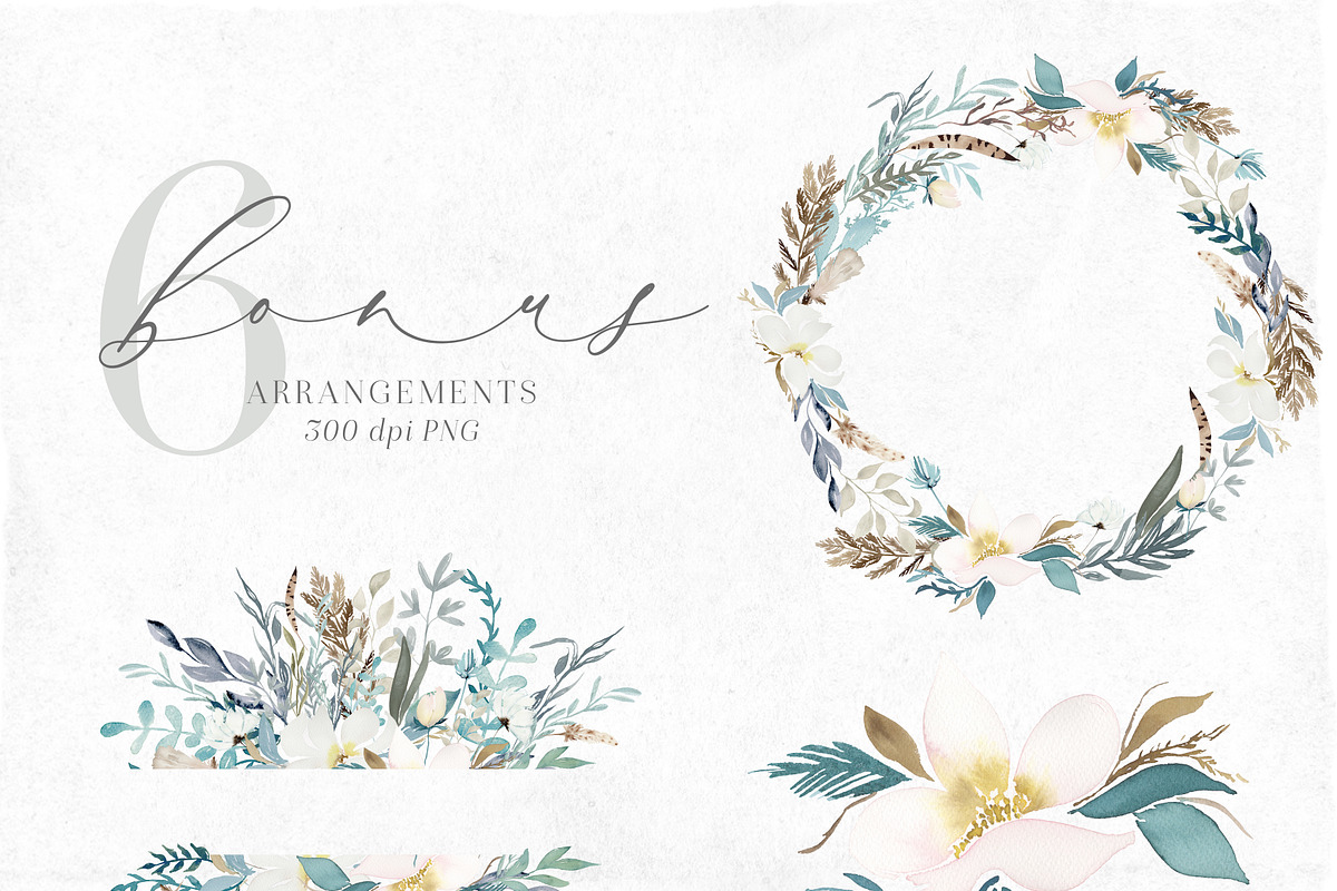 Winter Garden - Watercolor Clipart, an Illustration by The Autumn Rabbit Ltd (Photo 2 of 8)