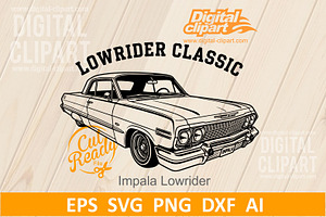 Impala Lowrider Classic Car SVG, an Object Graphic by Digital-Clipart