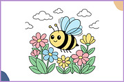 Flying Bee Flower Garden Vector SVG, an Animal Illustration by Gfx Expert Team (Thumbnail 3 of 3)