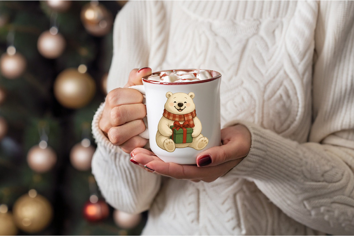 Christmas Polar Bear Clipart, an Illustration by SVGArt (Photo 4 of 8)