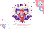 Cartoon candy bat. Tshirt, PNG., an Animal Illustration by KENO Mascots (Thumbnail 2 of 4)