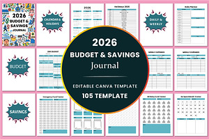2026 Budget & Savings Journal, a Stationery Template by Shumaya