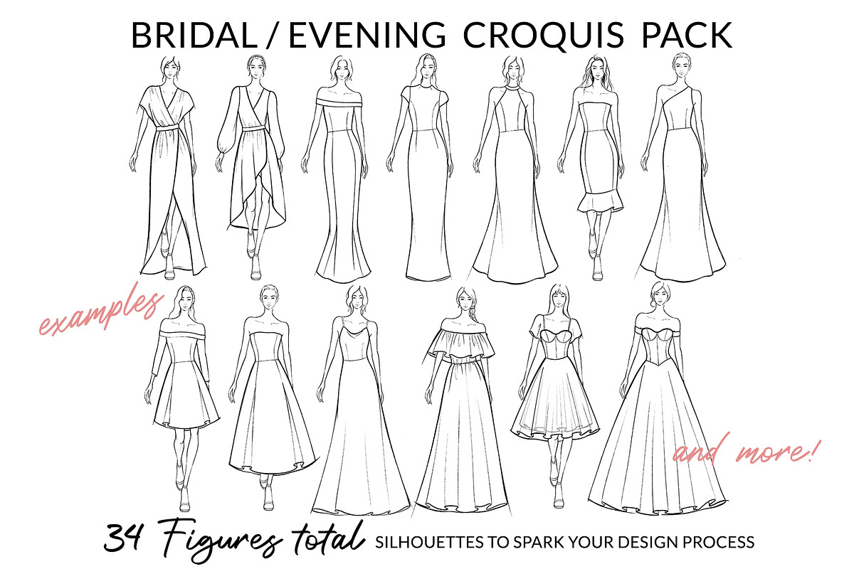 Sale- Bridal/Evening Croquis Pack, an Illustration by Art by Lin (Photo 1 of 5)