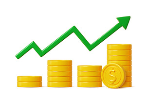 3d money growth arrow with coins, a Finance Illustration by Buch&Bee