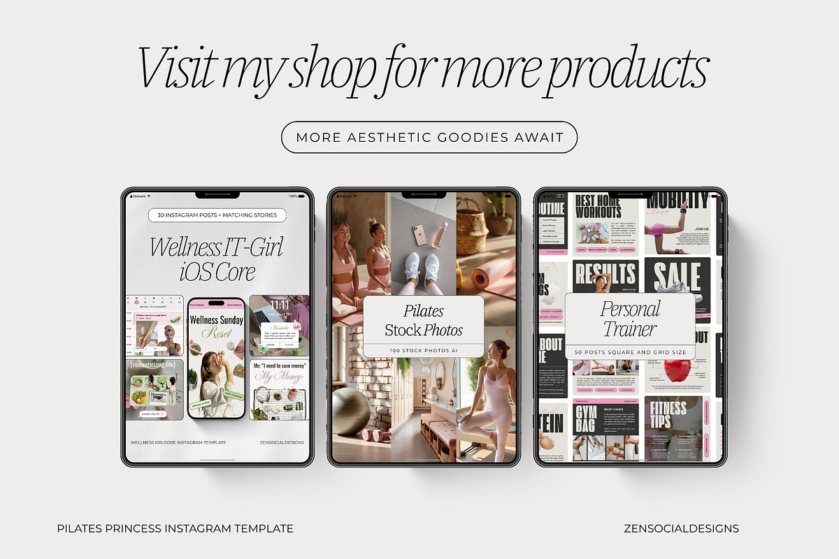 Pilates Instagram Templates, a Social Media Template by ZenSocialDesigns (Photo 9 of 9)