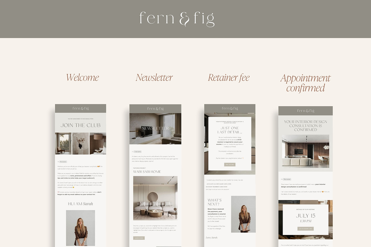 Earthy Flodesk Email Templates for Interior Designers