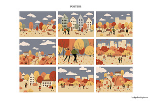 Autumn City Clipart Fall Scenes