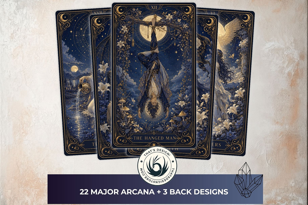 The Midnight Gilt Tarot Cards, a Decorative Illustration by ThatsDesignArt (Photo 3 of 10)