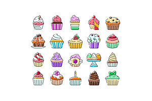 Assortment of sweet cupcakes and, an Object Graphic by pikepicture