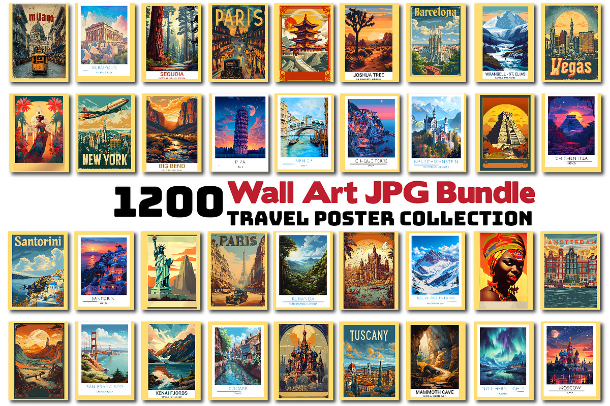 Travel Poster Wall Art Bundle, a Wallpaper Photo by Chipshpow Graphics (Photo 1 of 8)