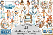 Boho Beach Clipart, an Illustration by CitraGraphics (Thumbnail 1 of 5)