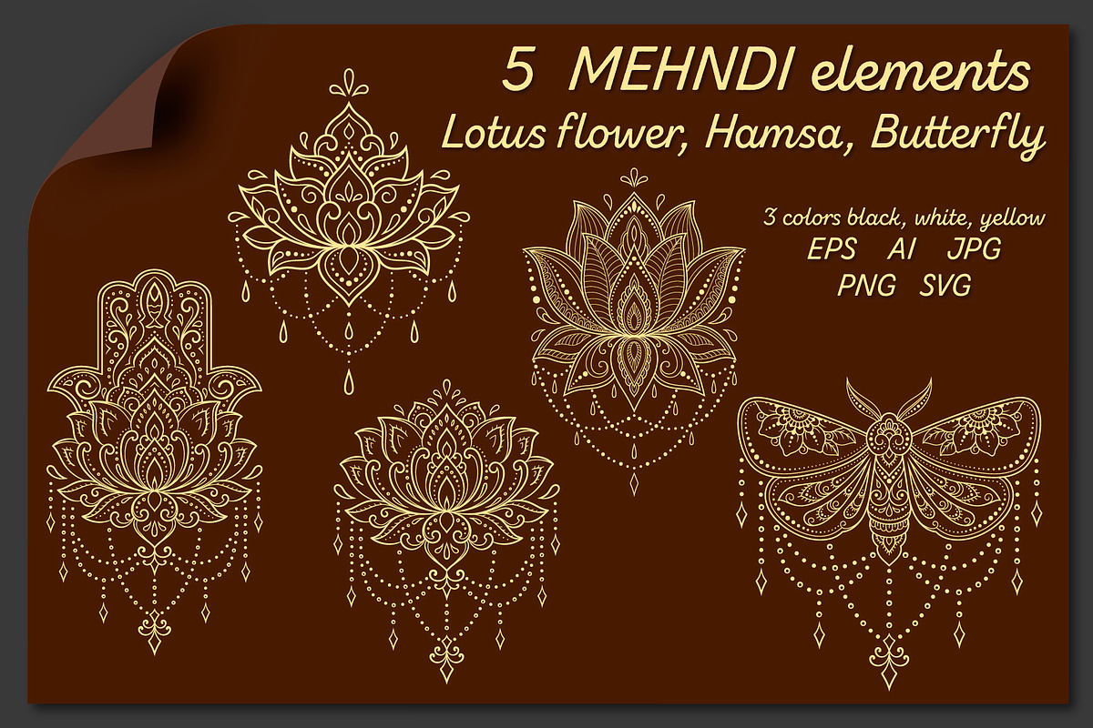 Mehndi designs collection, a Decorative Illustration by Katika Shop (Photo 4 of 7)