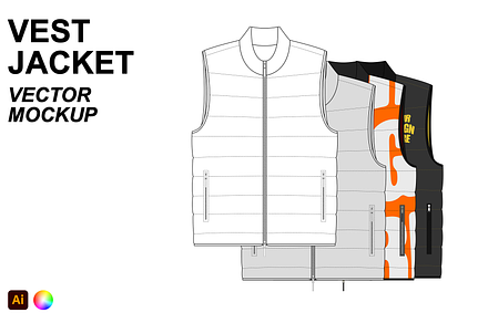 Jacket Vest Vector Flat Mockup