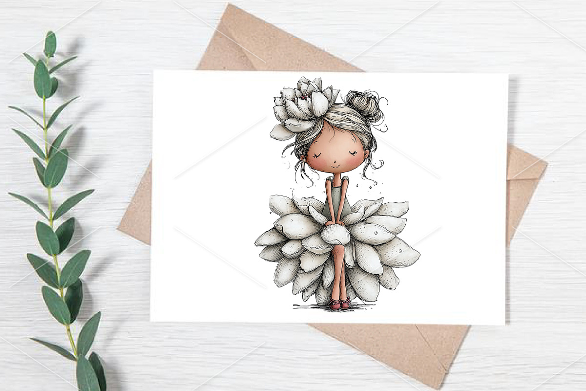 Whimsical Flower Girl Clipart Bundle, an Illustration by Canvas Craft (Photo 6 of 7)