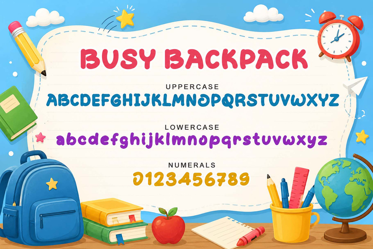 Busy Backpack, a Handwritten Font by Yoga Letter (Photo 4 of 6)