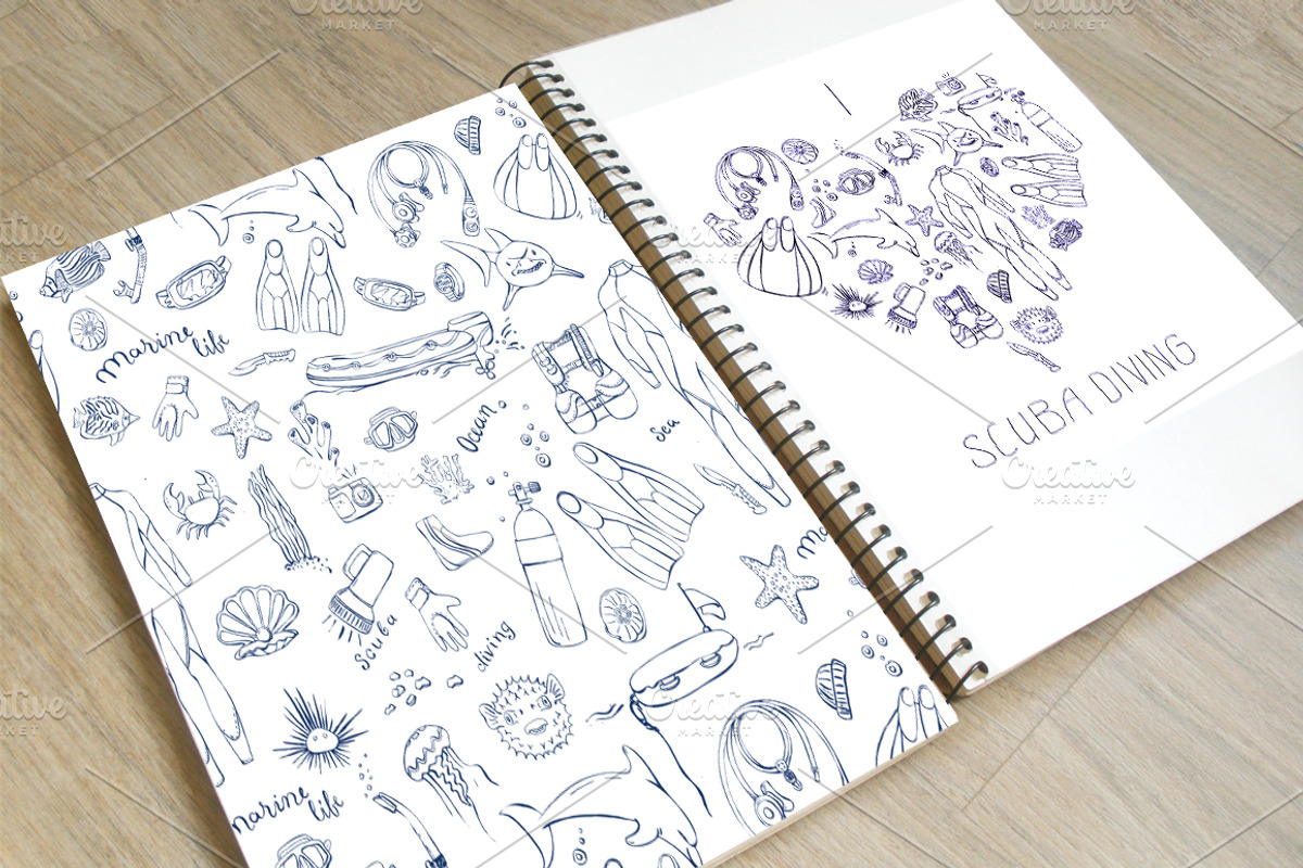 Diving doodles, patterns, lettering., an Illustration by airdynamic (Photo 3 of 8)