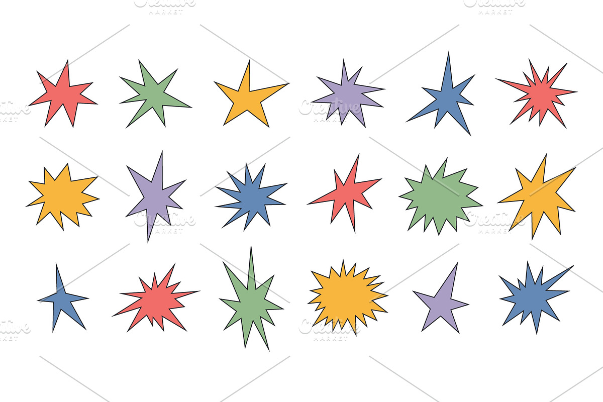 Irregular star shape icons, an Object Graphic by Elena Pimukova (Photo 1 of 16)