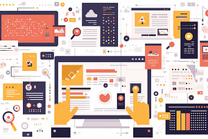 Illustration of user interface and user experience design with colorful digital, a Photo by AS photostudio