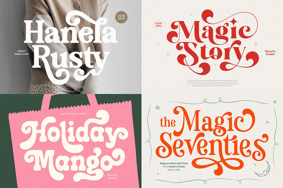Aesthetic Retro Font Bundle - SALE!, a Serif Font by HansCo Studio (Photo 3 of 8)