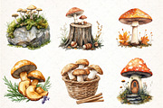 Autumn Mushrooms Clipart Bundle, an Illustration by Pixels.Craft (Thumbnail 2 of 7)