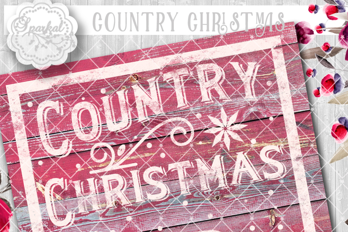 Vintage Country Christmas Cut Design, an Illustration by SparkalDesigns (Photo 1 of 4)
