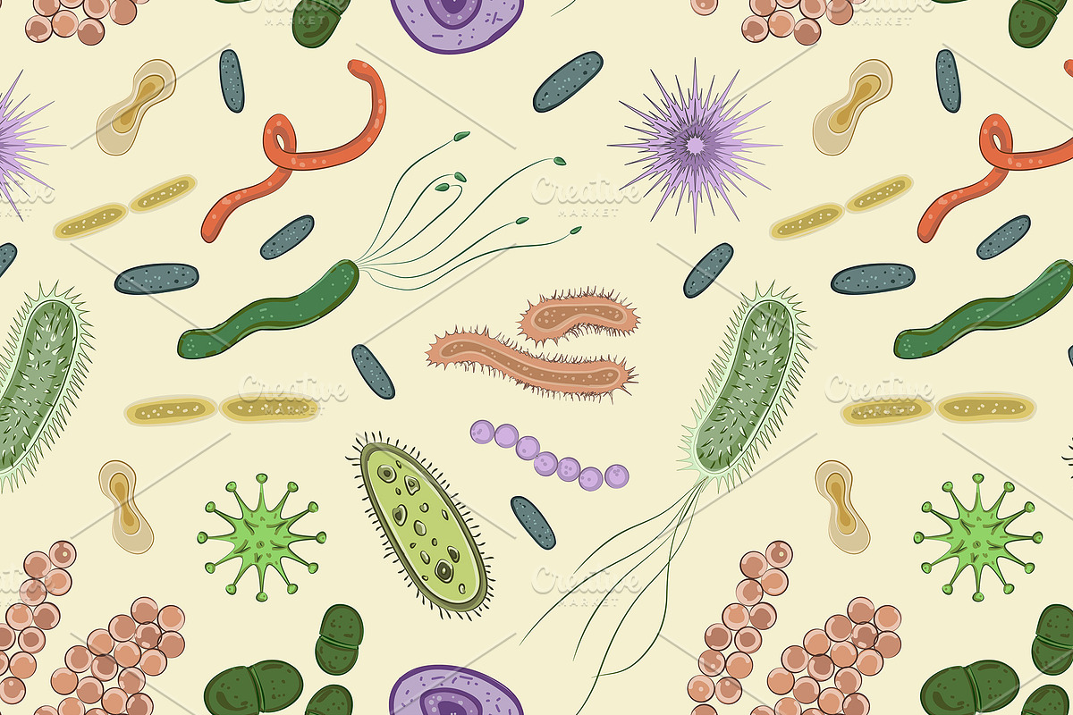 Bacteria, virus, germs icon pattern, a Pattern Graphic by Netkoff