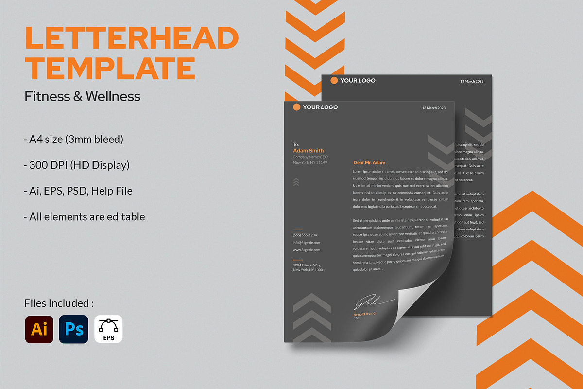 Fitness - Letterhead Template, a Print Template by StreaksideStd (Photo 1 of 3)