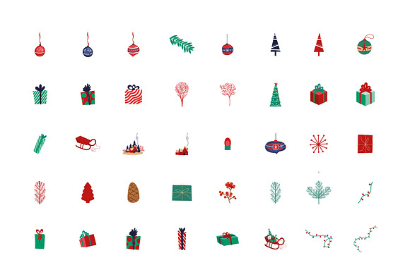 Retro Christmas Icons Set preview 2