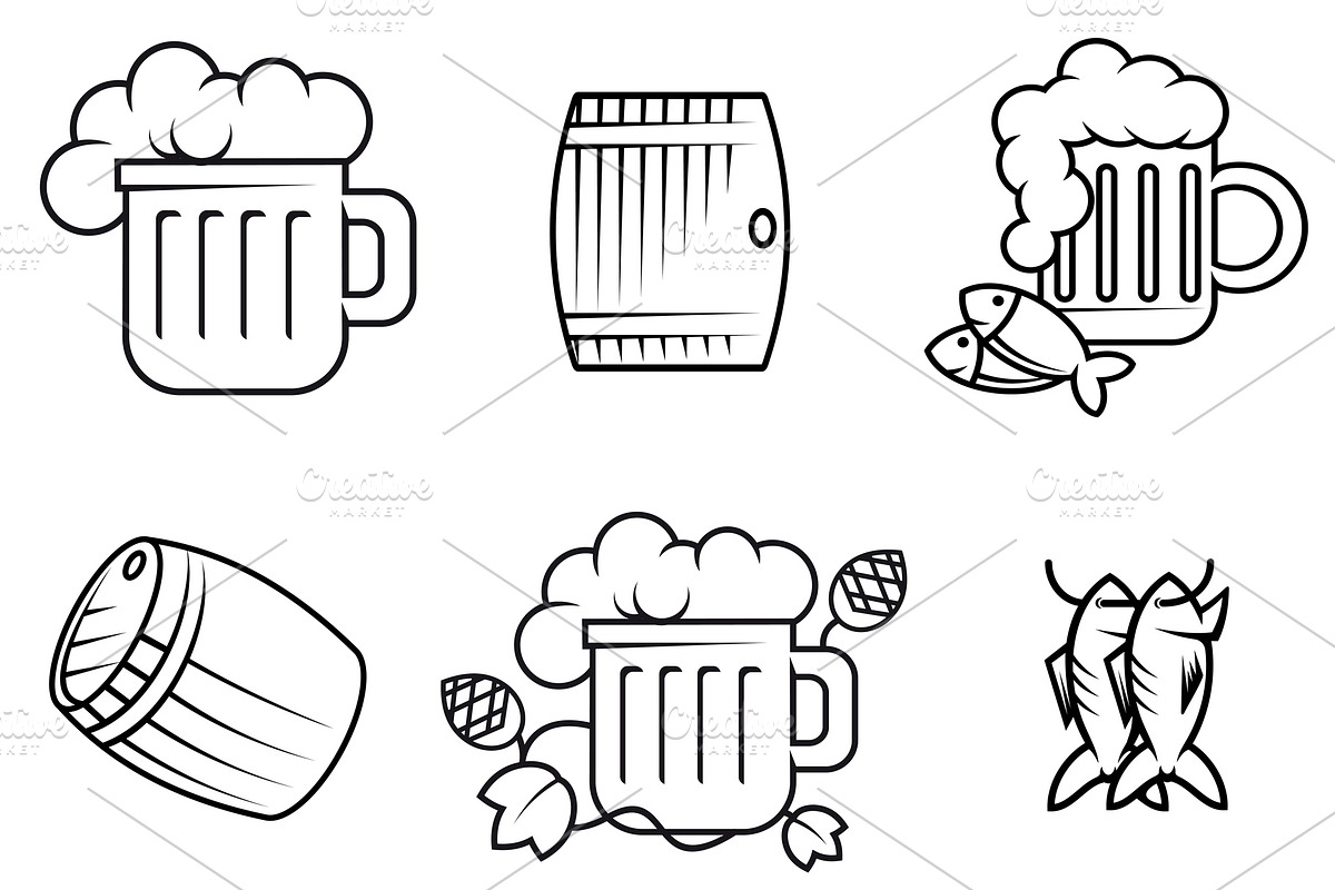 Beer and alcohol symbols, an Outline Icon by Vector Tradition (Photo 2 of 3)