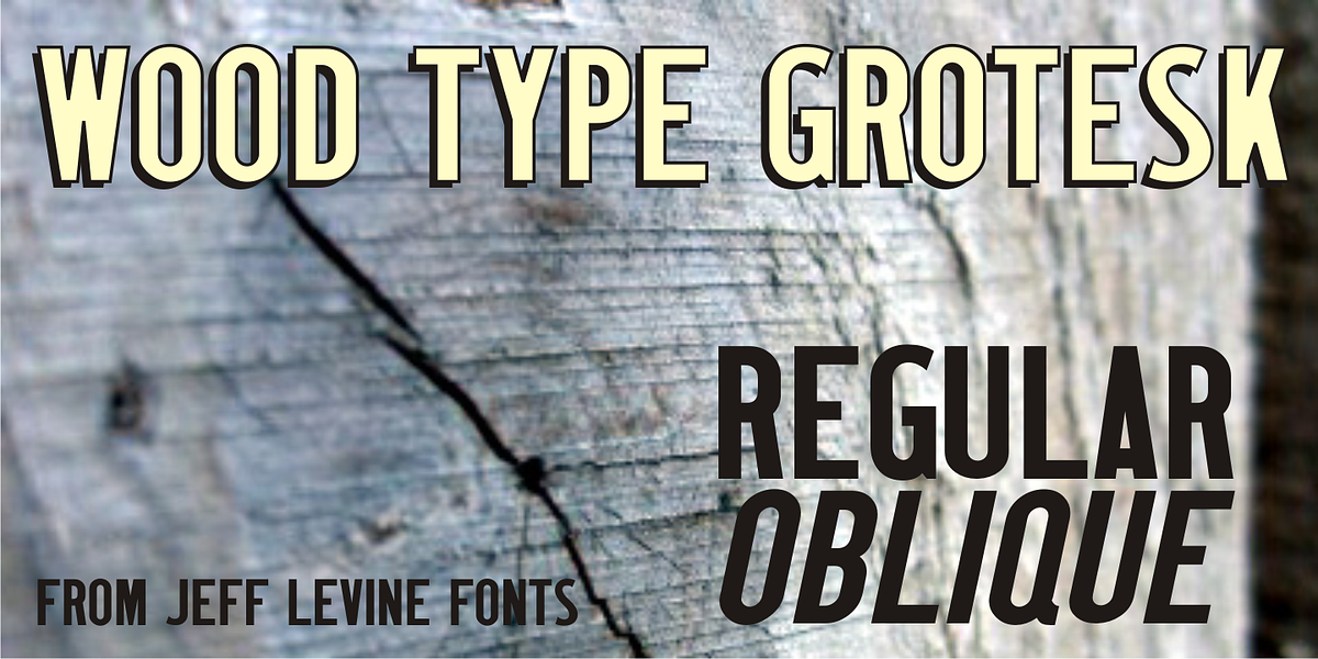 Wood Type Grotesk JNL, a Sans Serif Font by Jeff Levine Fonts