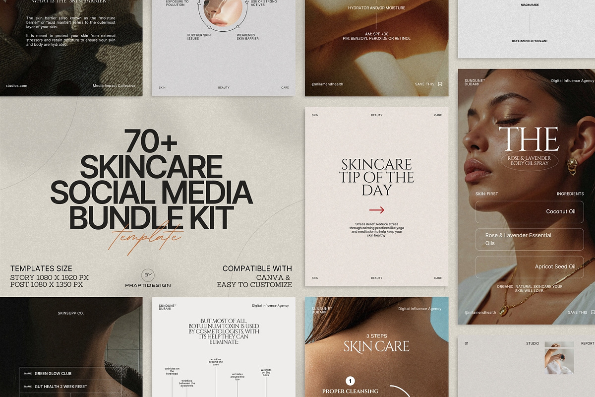 Skincare Canva Story and Post Kit