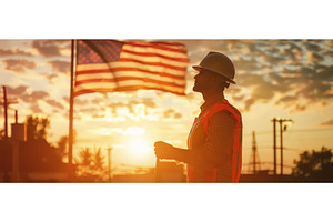 American construction worker at, an Industrial Photo by piter.goskov