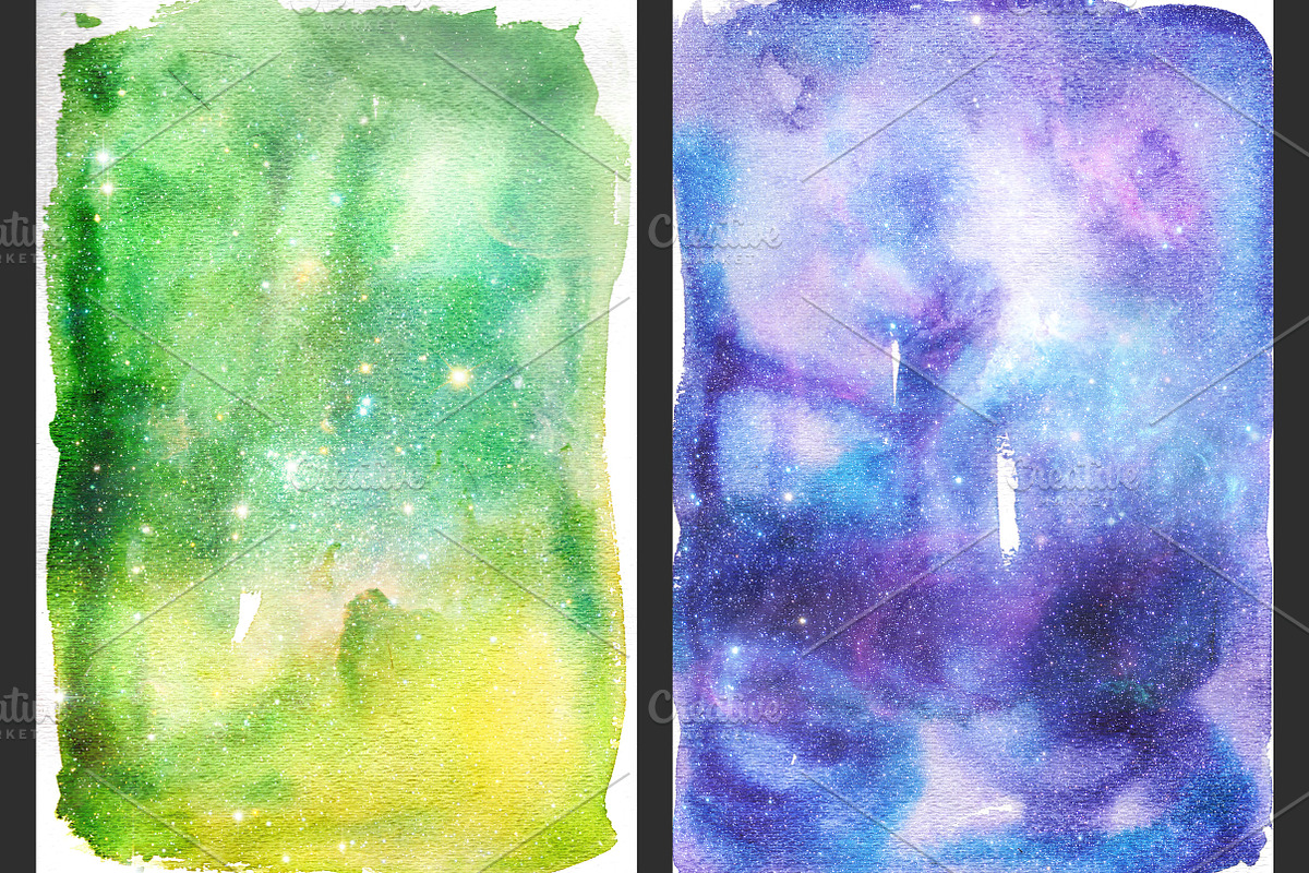 Galaxy Watercolor Ombre Backgrounds, a Texture Graphic by M. by mprintly (Photo 6 of 6)