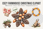 Cozy Farmhouse Christmas Clipart, an Illustration by Artnoy (Thumbnail 1 of 8)