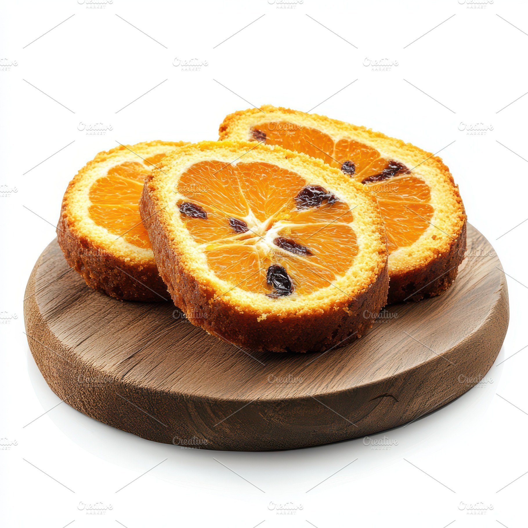 Slices of Orange fruit cake on woode, a Food & Drink Photo by Pixeness Studio