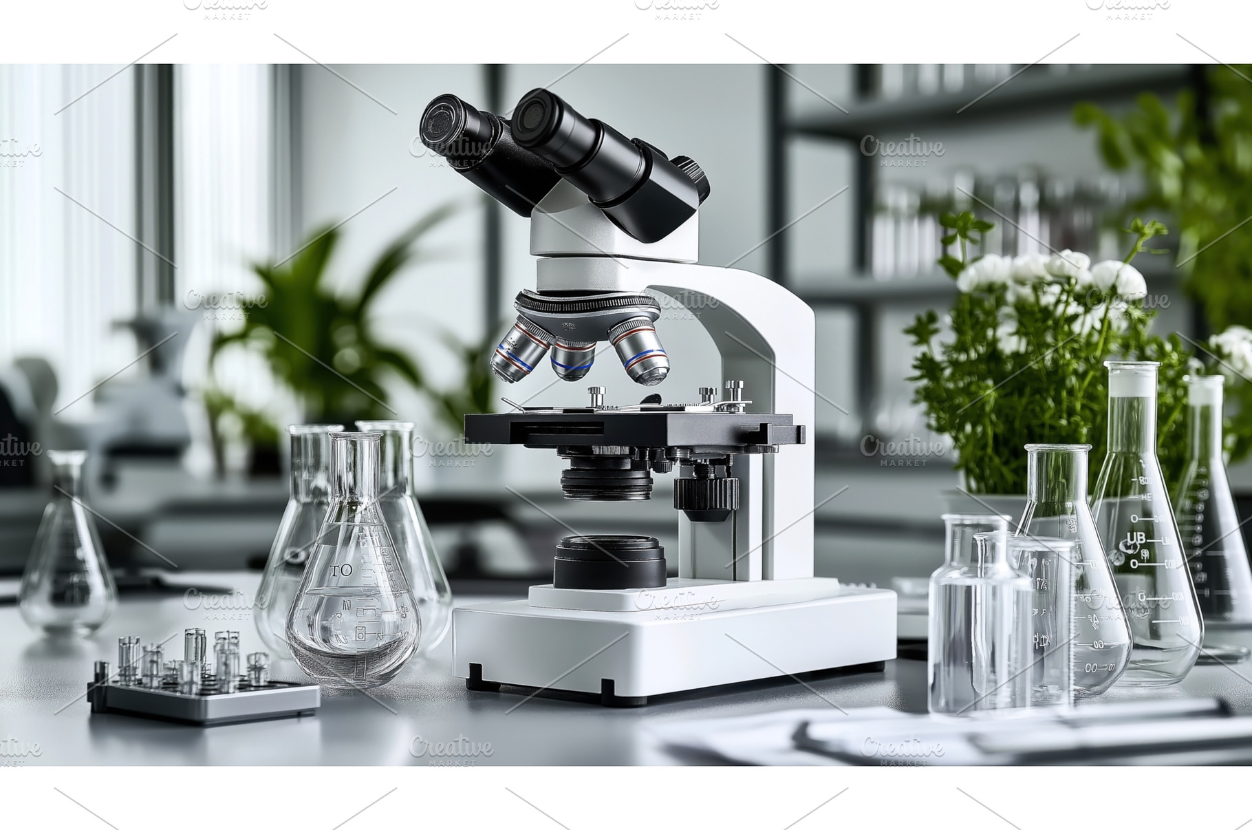 Modern laboratory setting with a, an Abstract Photo by Sergey Kotenev