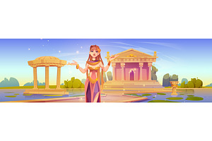 Ancient Greek Temple With Goddess