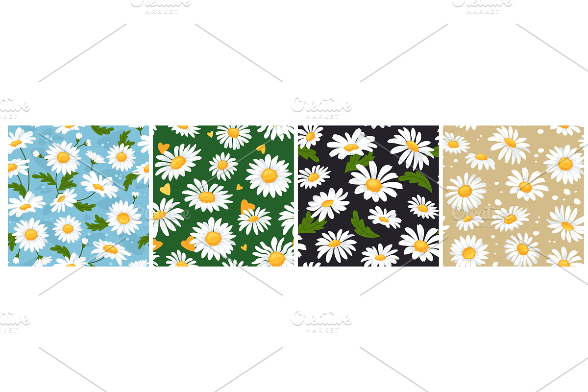 Chamomile daisy flower seamless, an Object Illustration by winwin.art