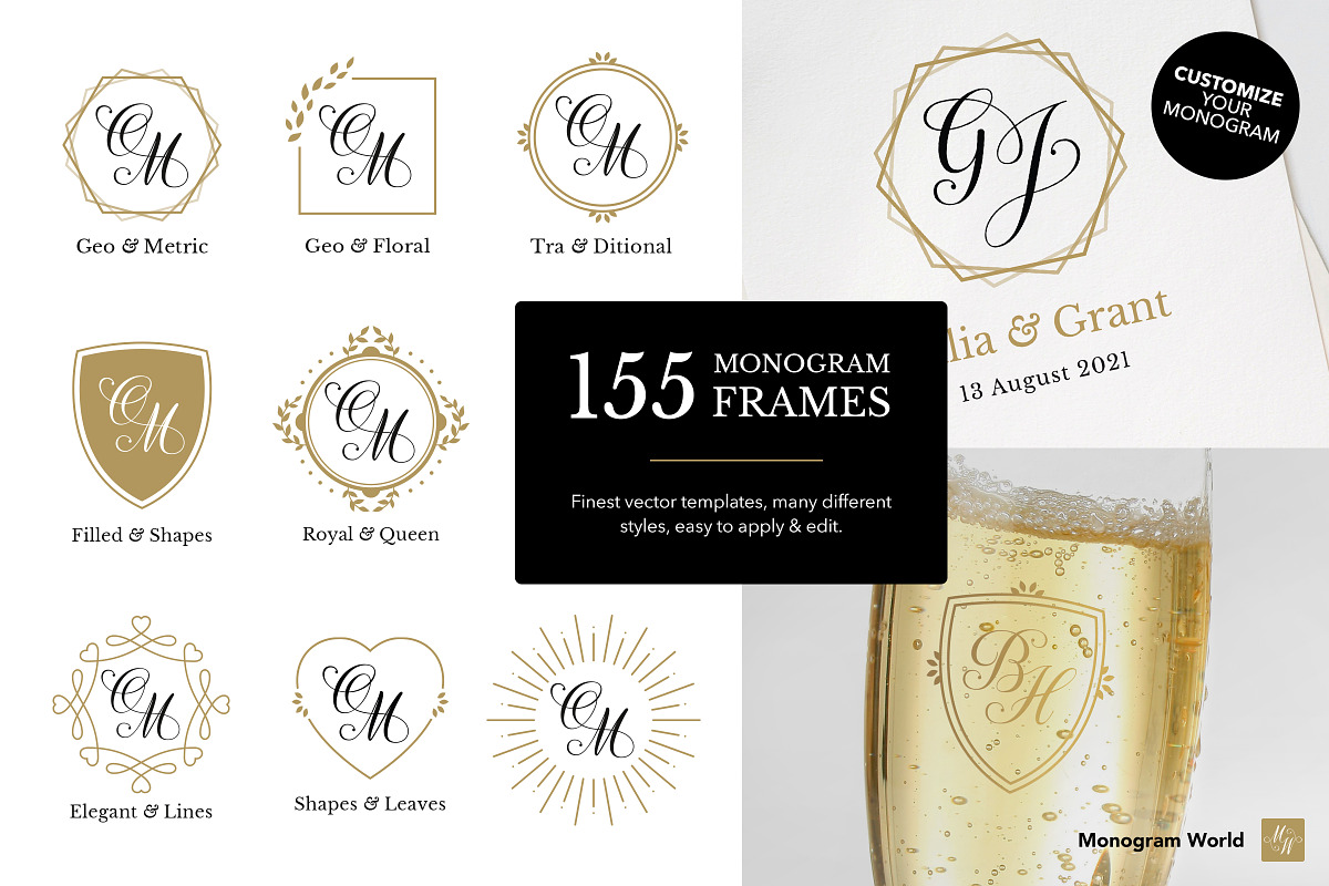 155 Frames for Wedding Monograms, a Decorative Illustration by Monogram World (Photo 1 of 17)
