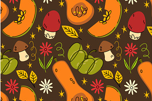 Autumn harvest seamless pattern, a Food Illustration by art PVP - market
