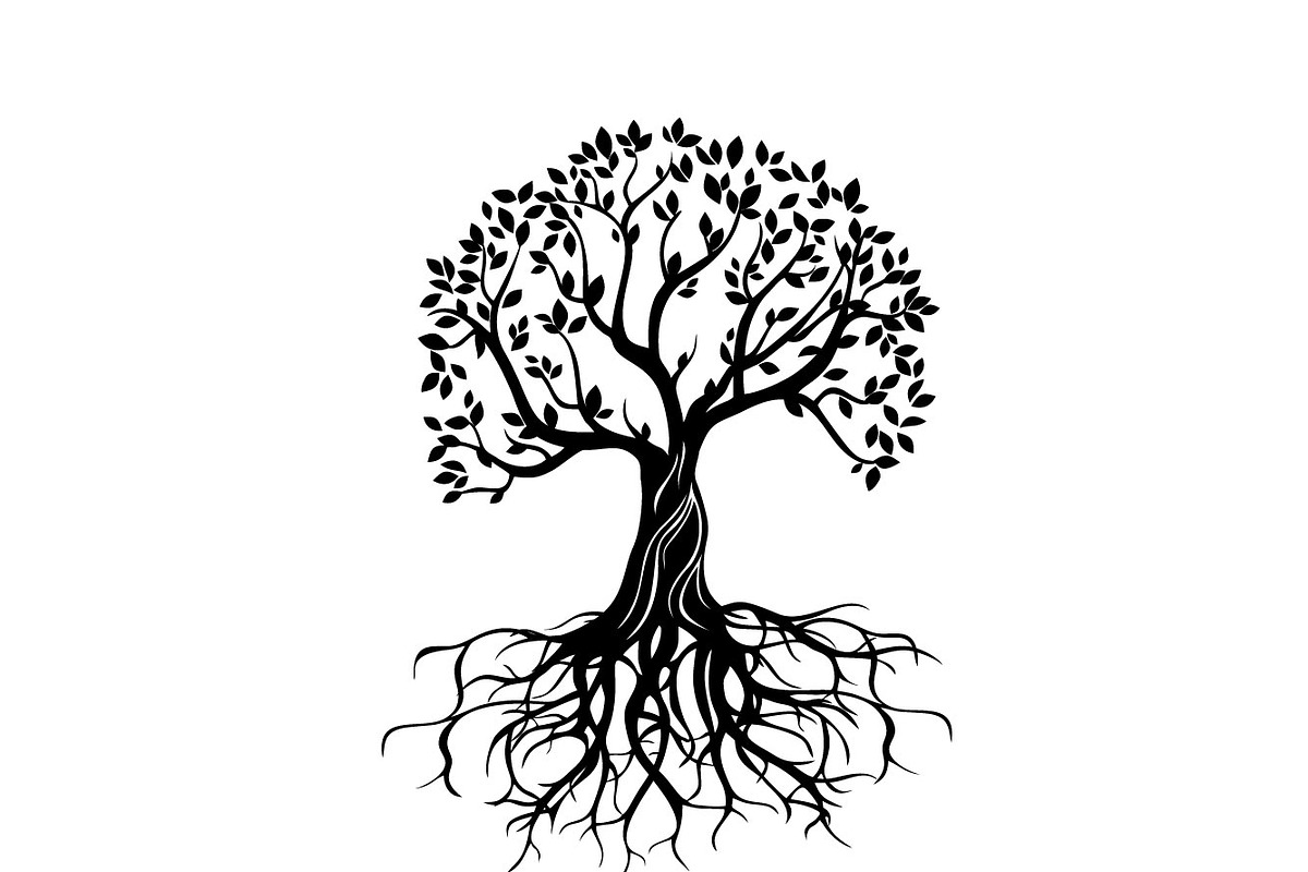 Silhouette tree with roots vector, a Decorative Illustration by Svetlana Voloshina