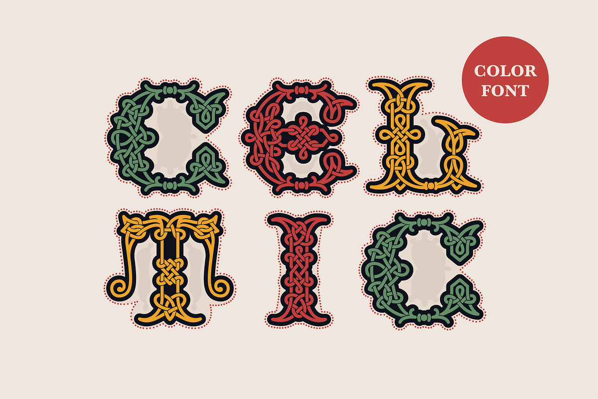 Celtic Nova colored font, a Script Font by kaer_shop (Photo 10 of 10)