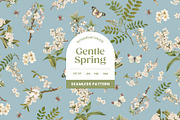 Gentle Spring with White Flowers, a Pattern Graphic by Yello_illustration (Thumbnail 1 of 16)