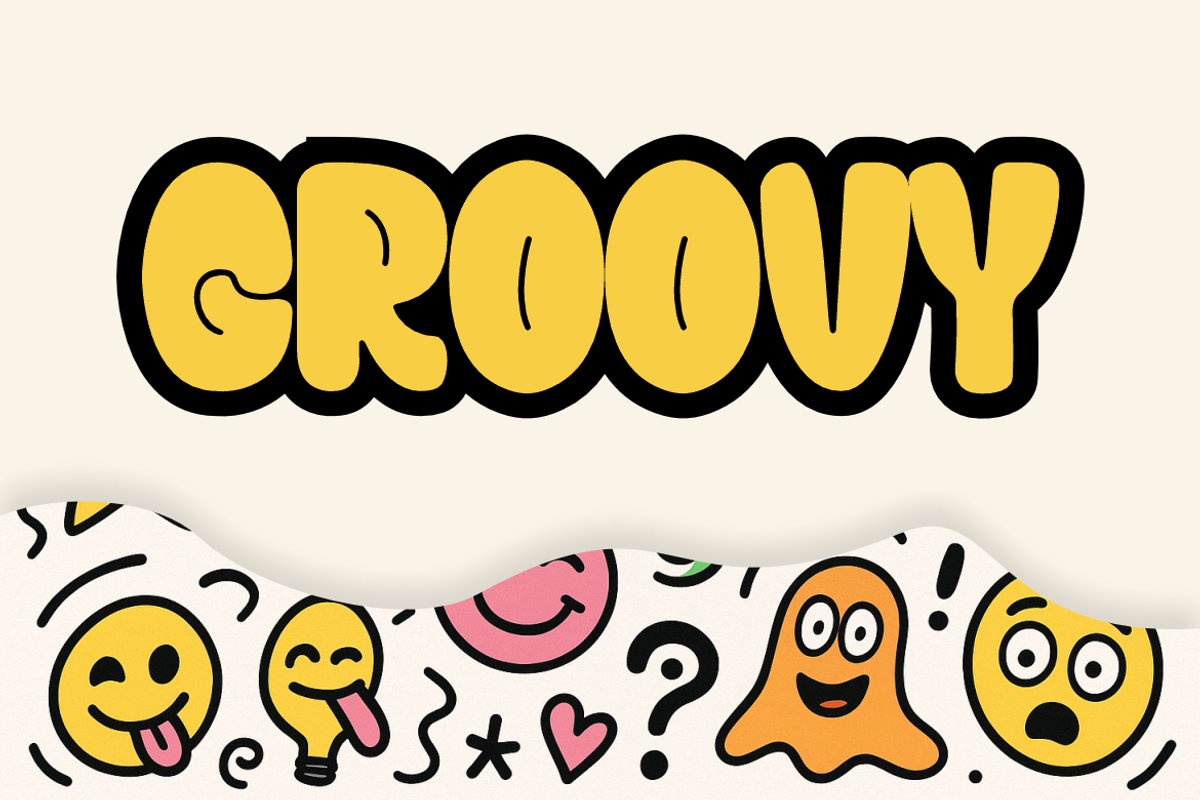 Funny Onedur - Groovy Font, a Sans Serif Font by QR Design Studio (Photo 2 of 6)
