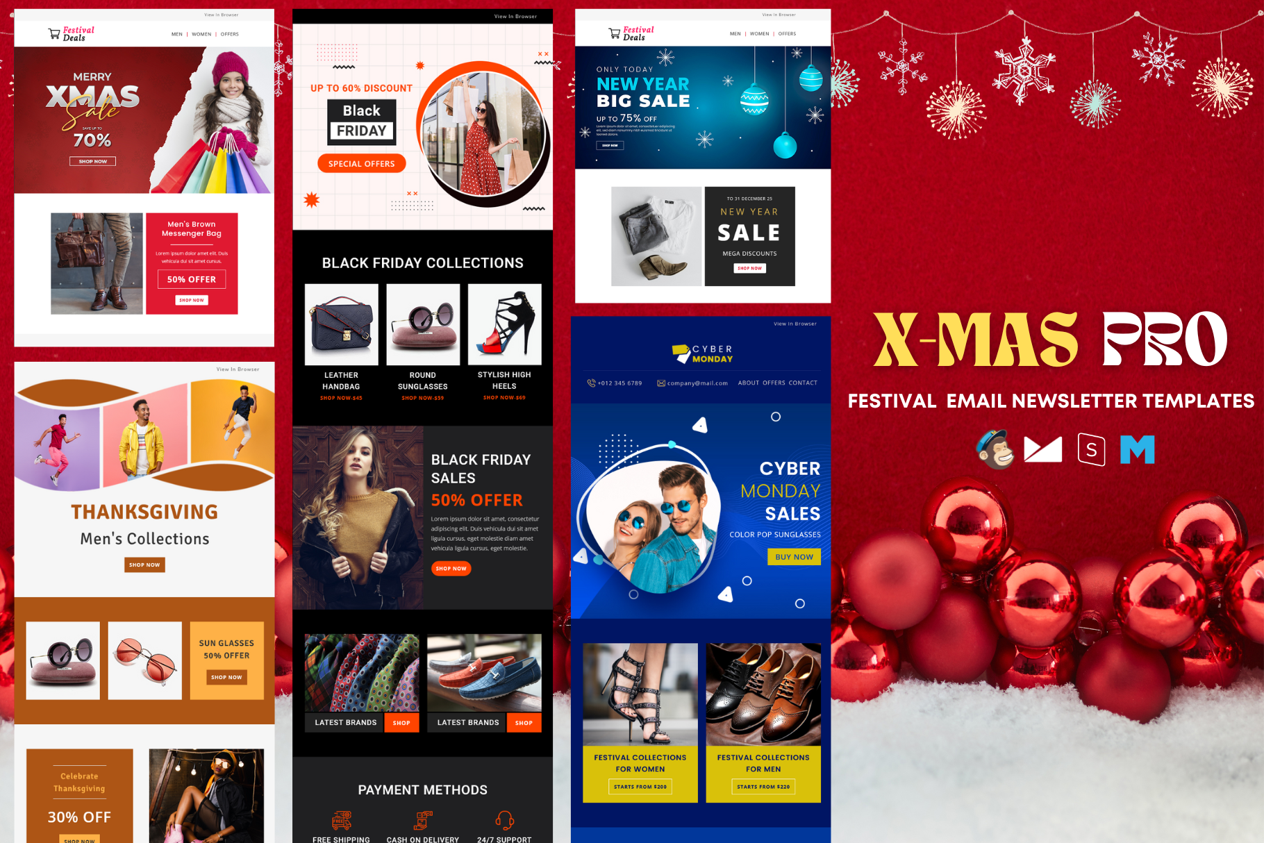 X-Mas Pro Email Templates Bundle, an Email Template by Pennyblack Templates