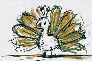 Expressive peacock drawing with open, an Abstract Photo by Imaginarium